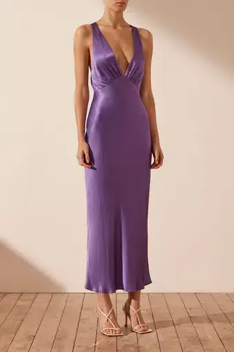 Shona Joy Lana Plunged Cross Back Midi Dress Purple Size 6