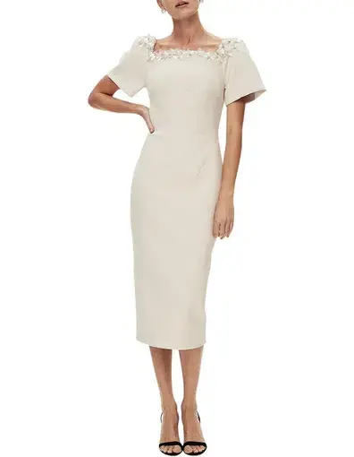 Rachel Gilbert Sandro Midi Dress Cream Size 10 