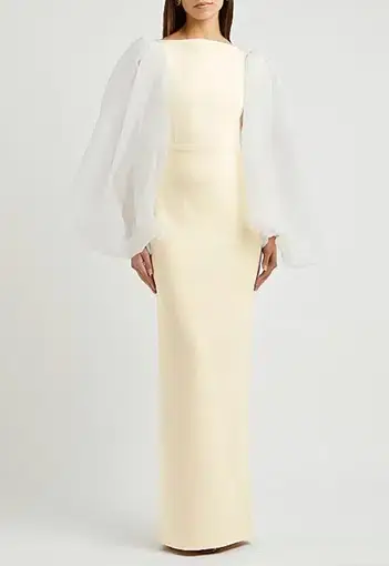 Solace London Ziya Puff Sleeve Evening Dress Ivory Size 8
