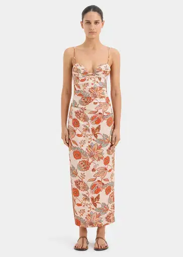 Sir The Label Noemi Balconette Midi Dress Floral Size 1/Au 8
