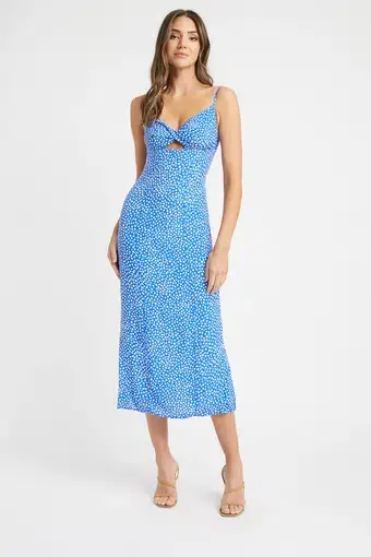Kookai Karlie Midi Twist Dress in Blue/White Size 12