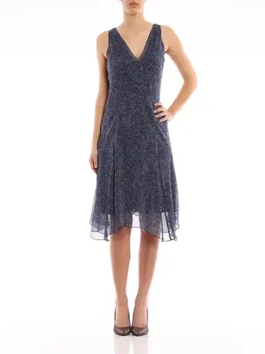 Diane Von Furstenberg Dita Silk Knee-Length Dress  Blue/White Size 10