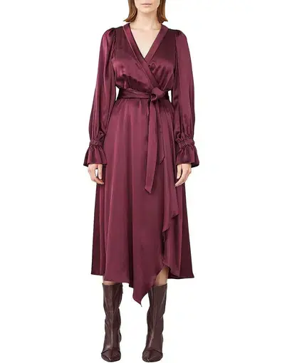 Ginger & Smart Molten Wrap Dress in Burgundy Size 12