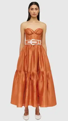 Leo Lin Suffolk Bustier in Cinnamon Orange in Size 10
