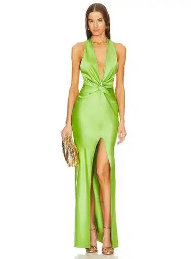 Khanums X Revolve Pear Halter Gown Green Size XS/Au 6