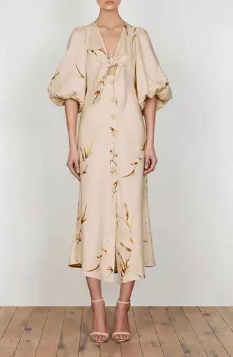 Shona Joy Sundance Midi Dress Cream/Print Size 10