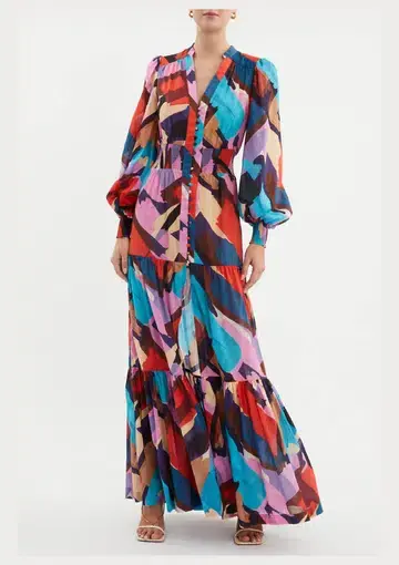 Rebecca Vallance Malaga Maxi Dress Multi Size 12