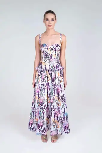 JUSTIN TONG LAVANDE MAXI DRESS WINTER BLOOM PRINT SIZE 8