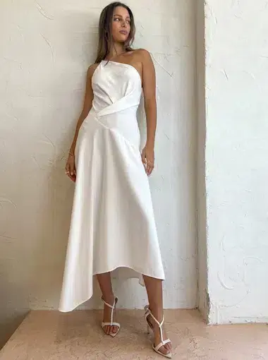 One Fell Swoop Rosa Midi Dress In Runway White Matte Size 6