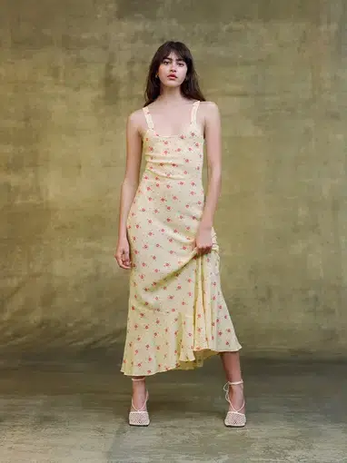 Realisation Par The Allegra Midi Dress in Verona Yellow Size S / AU 8