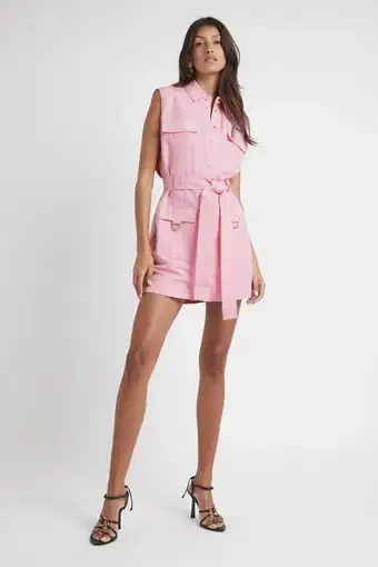 Aje Vista Linen Utility Dress in Pink Size 6