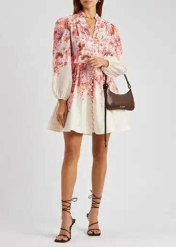 Zimmermann Devi Linen Mini Dress in Cream Floral
Size 2 / AU 12