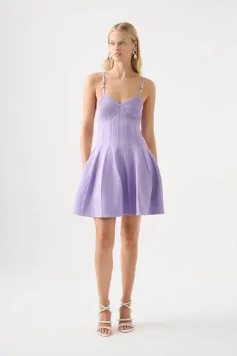 Aje Phaedra Ottoman Bustier Mini Dress Lilac Size L / AU 12