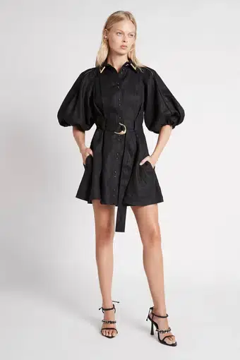 Aje Recurrence Button Up Mini Dress Black Size 8