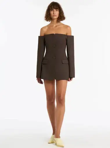 Sir The Label Sandrine Tailored Mini Dress Brown Size 10