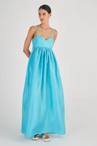 Oroton Bodice Detail Gown Lake Blue Size 12
