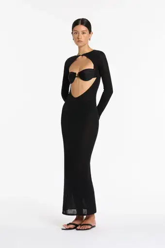 Sir The Label Eva Knit Midi Dress Black Size 6