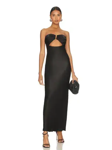 Shona Joy Camille Strapless Cutout Midi Dress Black Size 8