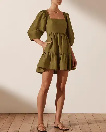 Shona Joy Maya Open Back Mini Dress Green Size 12