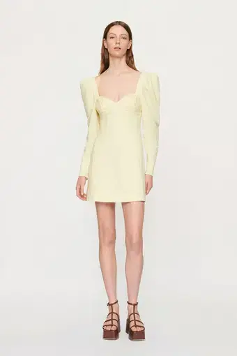 Clea Leyla Embroidered Mini Dress In Limoncello in Size 12