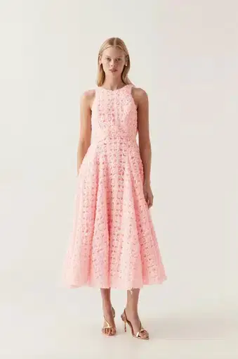 Aje Quintette Backless Midi Dress Soft Pink Size 8
