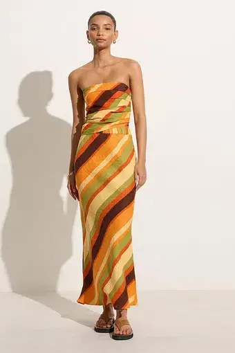 Faithfull The Brand Setúbal Top & Skirt Set Cisco Stripe Sun  Size 8