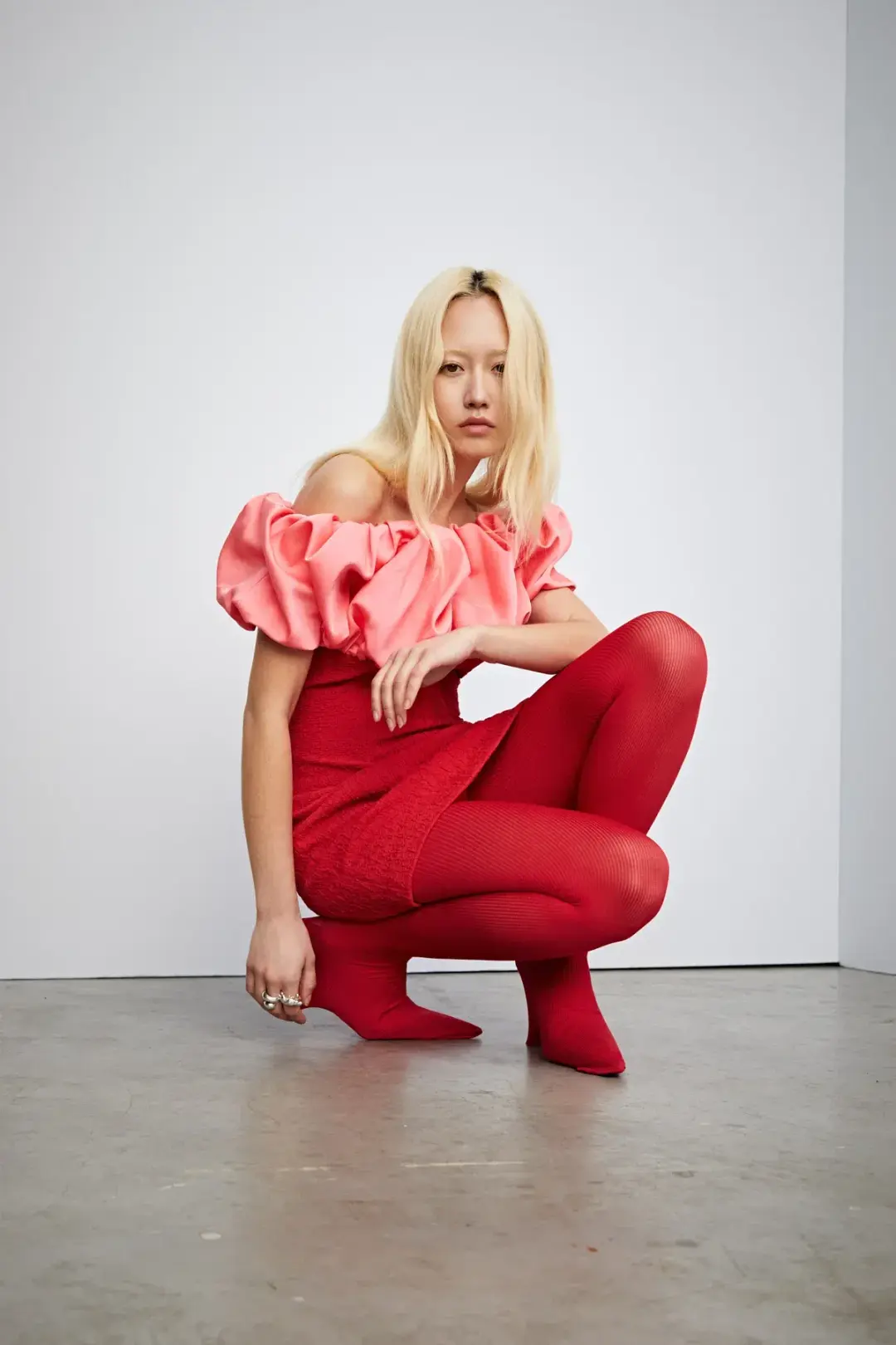 Misha Mylah Bonded Crepe Mini Dress in Watermelon Pink/Scarlett Red Size 10 for rent on The Volte - main image