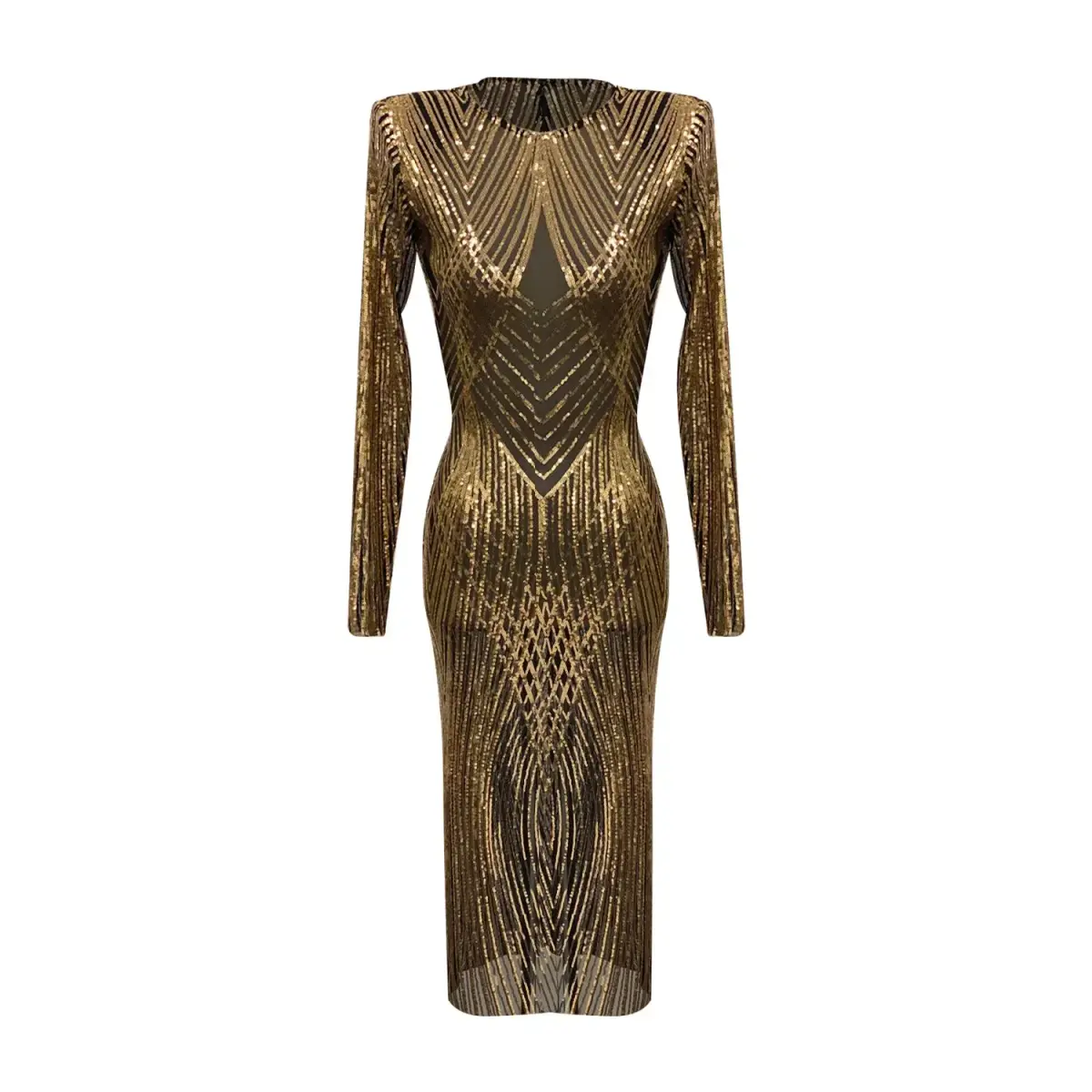 Meraki Official Axel Sequin Midi Dress Gold/Black Size 14 - Image 2