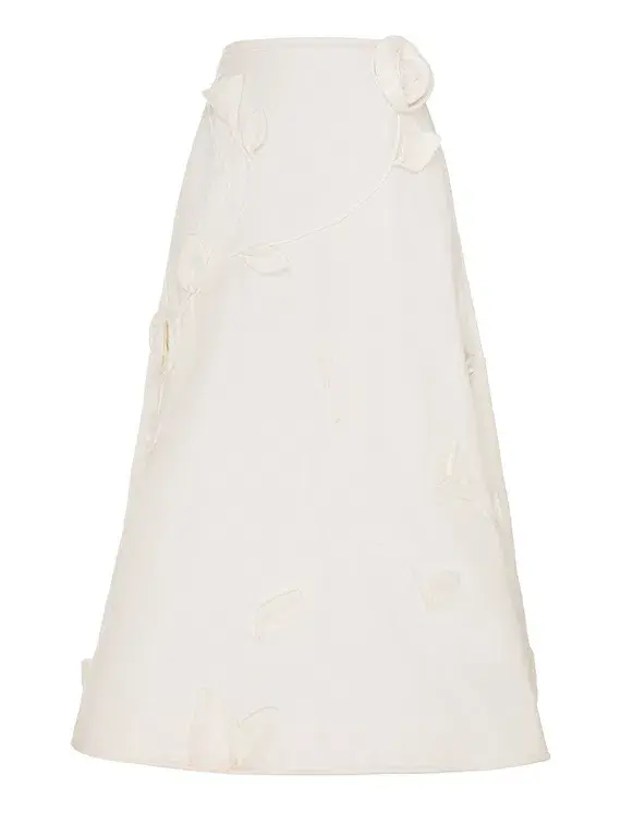 Zimmermann The Matchmaker Rose Bra and Rose Flare Skirt Set in Ivory  Size 1/Au 10  - Image 4