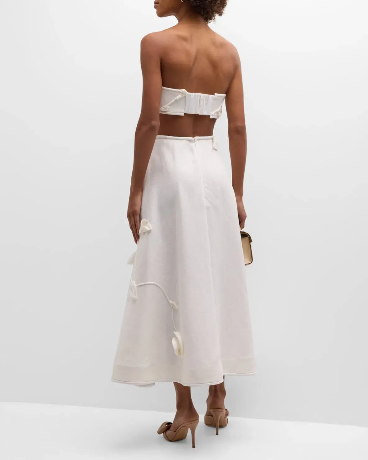 Zimmermann The Matchmaker Rose Bra and Rose Flare Skirt Set in Ivory  Size 1/Au 10  - Image 2