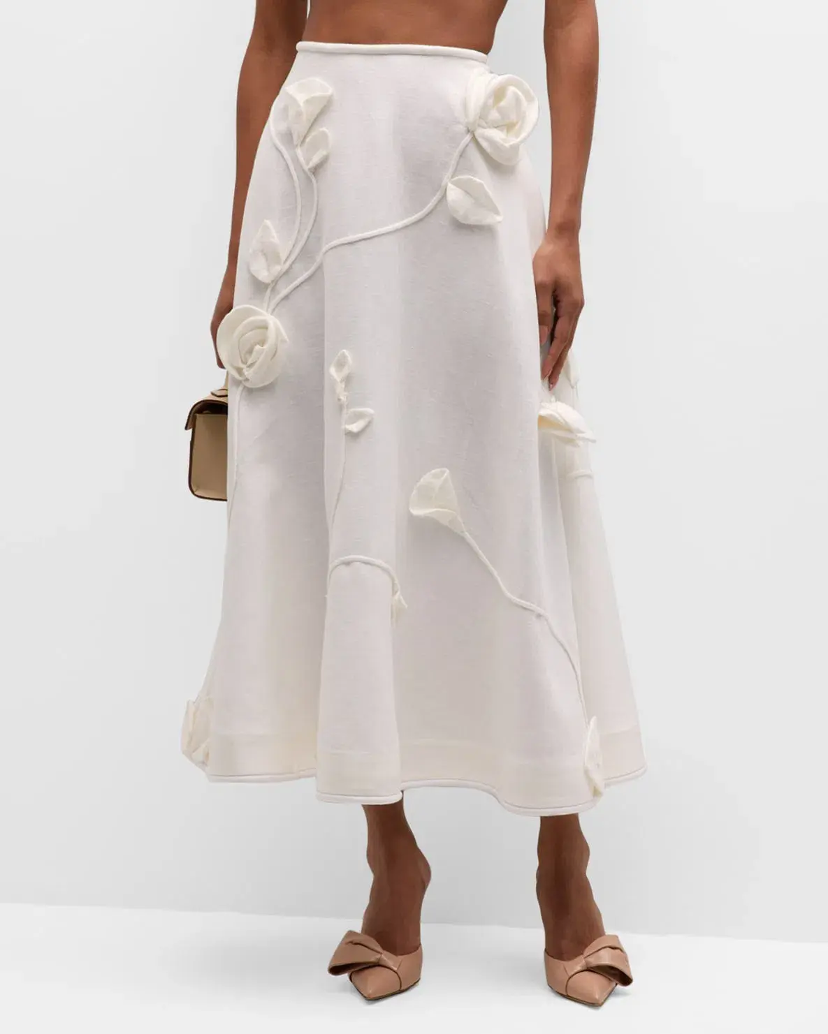 Zimmermann The Matchmaker Rose Bra and Rose Flare Skirt Set in Ivory  Size 1/Au 10  - Image 3