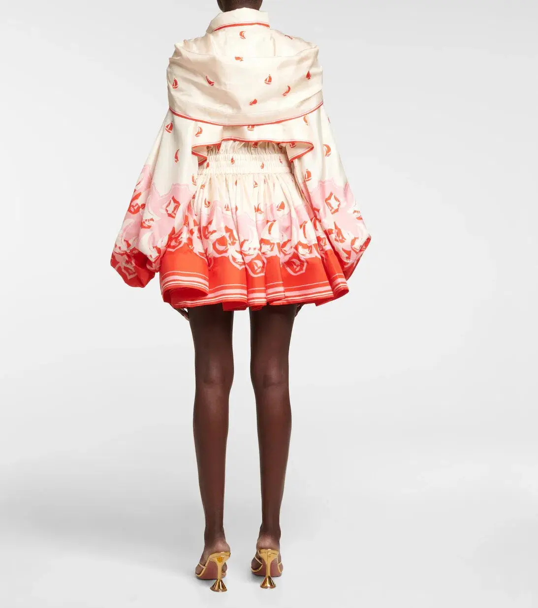 Zimmermann High Tide Billow Mini Dress Red Print Size 0 / AU 8 - Image 2