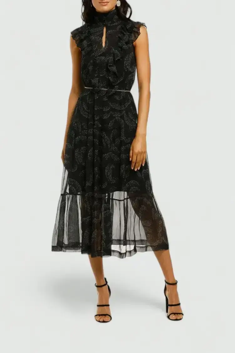 Husk Mirage Midi Dress in Black Size 8 for rent on The Volte - main image