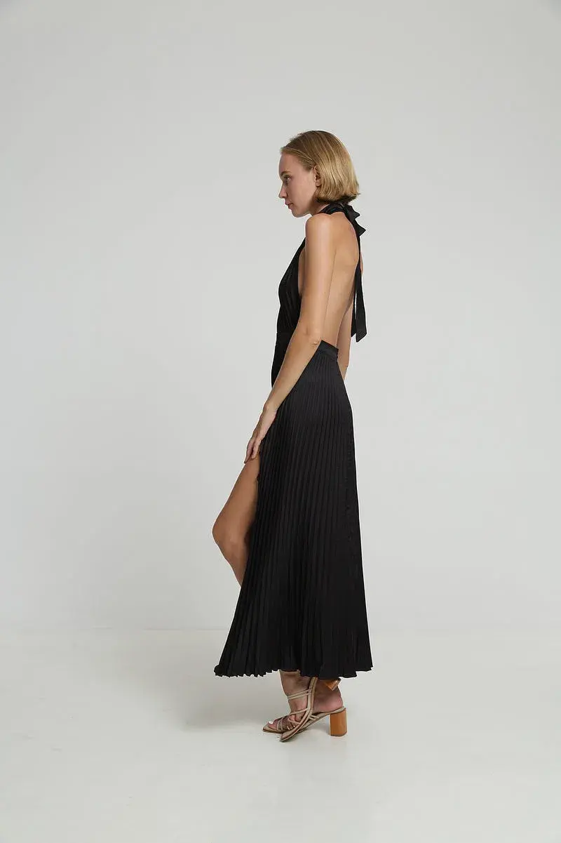 L'Idee Renaissance Split Gown in Noir Black Size 10 - Image 4