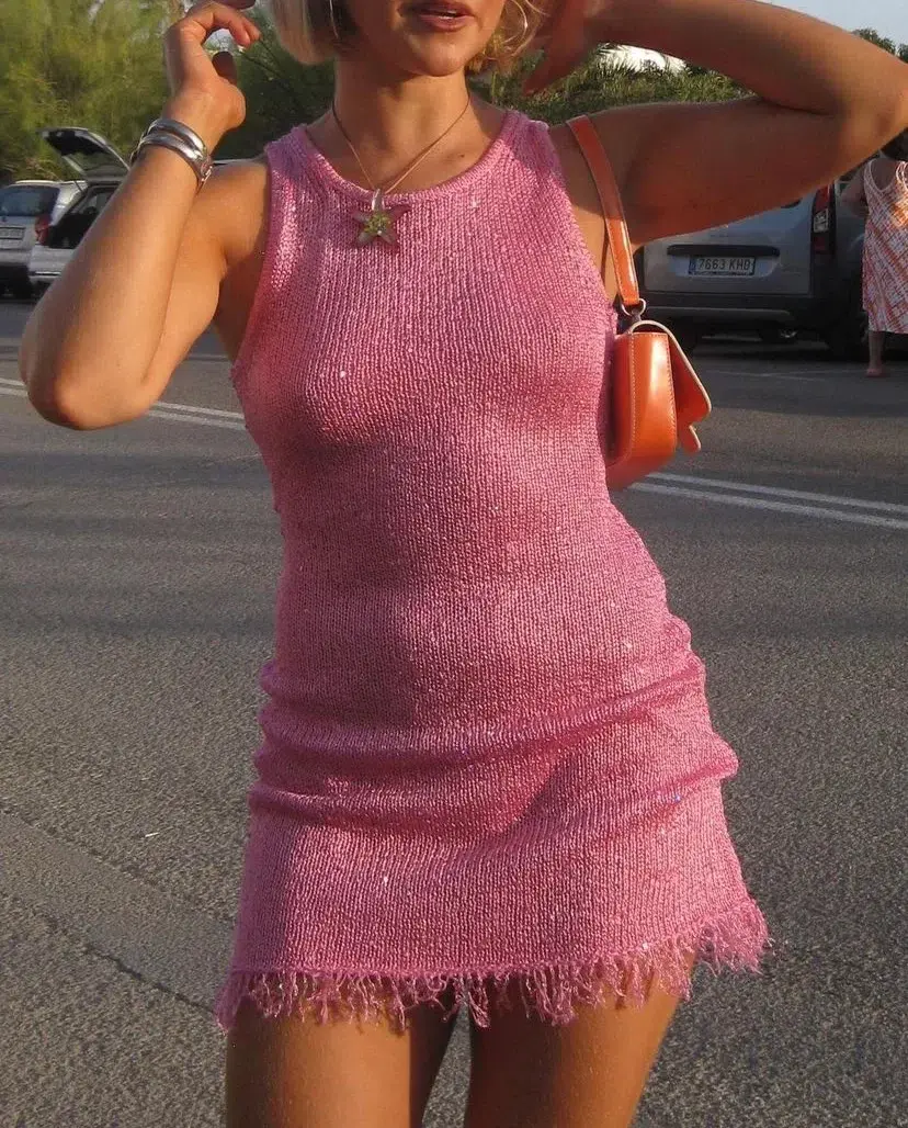 Asta Resort Natalia Mini Dress Pink Sequin Size M / AU 10 - Image 8