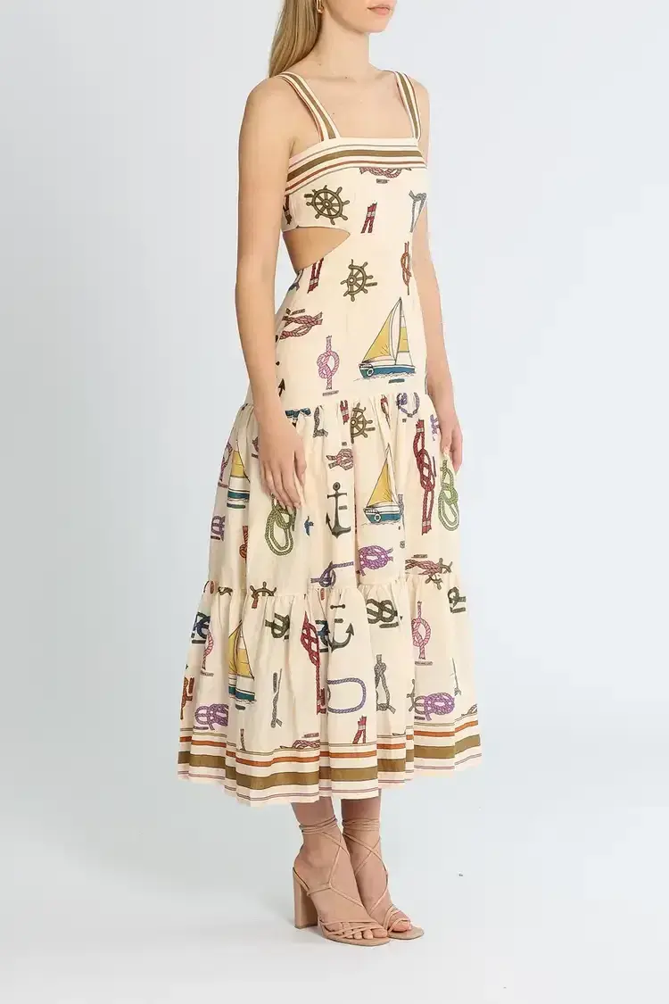 Alemais Ships Ahoy Midi Sundress Print Size 6 - Image 2