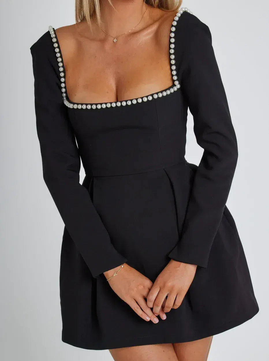 Odd Muse The Ultimate Muse Pearl Mini Dress in Black Size 10 - Image 4