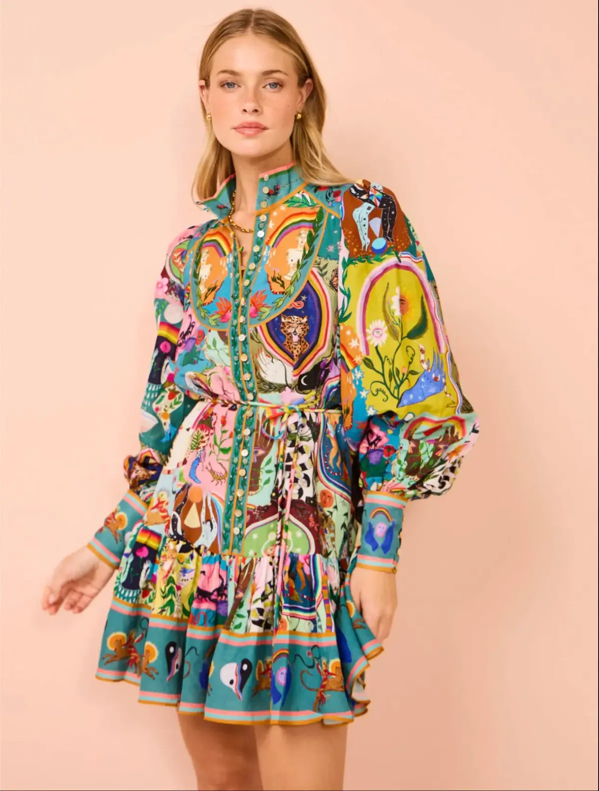 Alemais Evergreen Mini Dress Multi Size 6 - Image 2