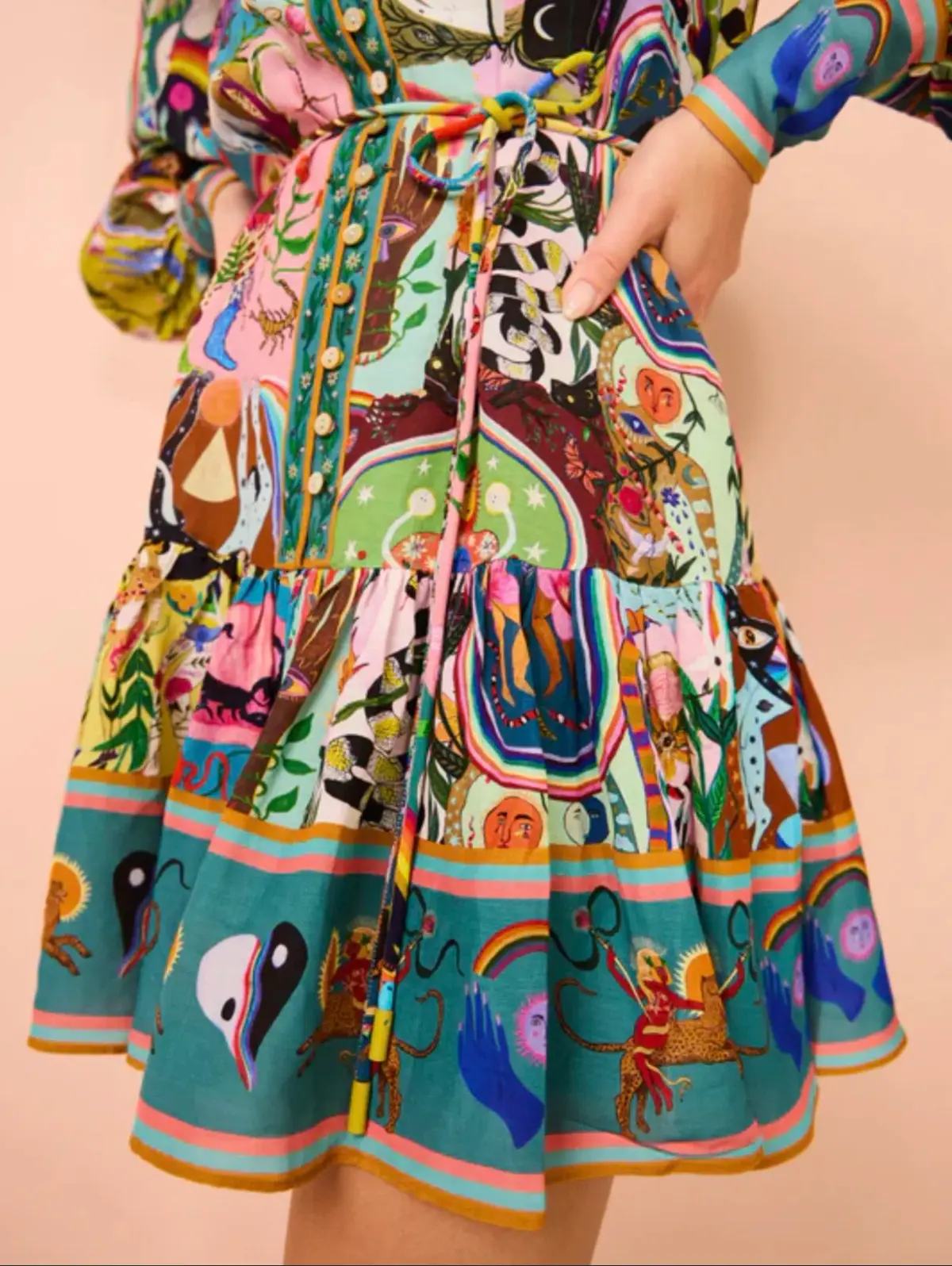 Alemais Evergreen Mini Dress Multi Size 6 - Image 5
