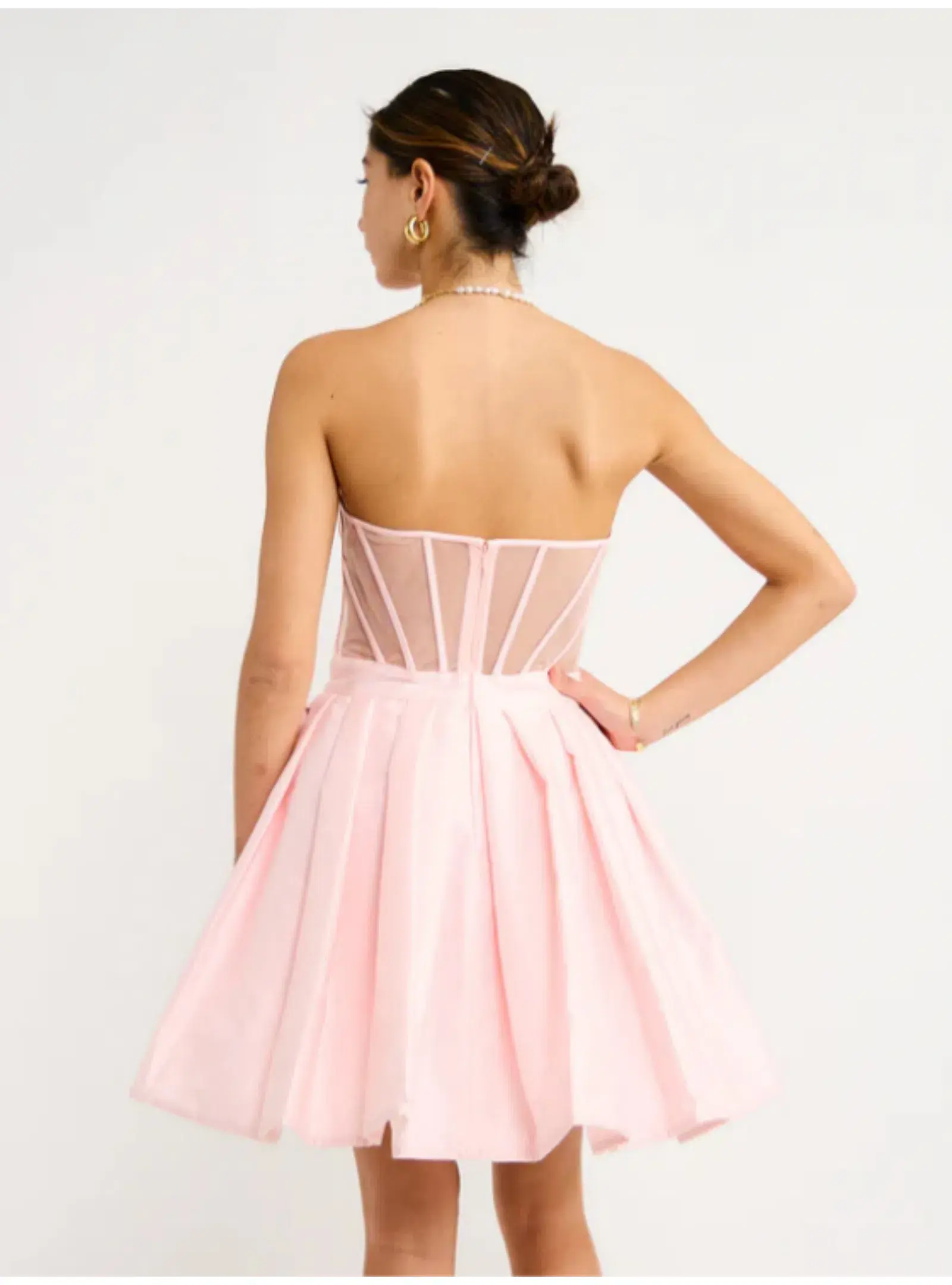 Leo Lin Eliza Structured Bustier Mini Dress Pink Size AU 8 - Image 4