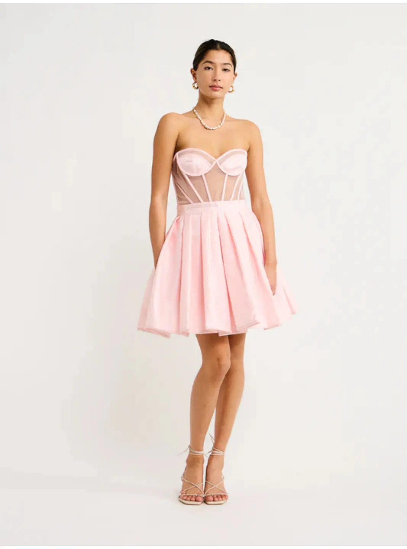 Leo Lin Eliza Structured Bustier Mini Dress Pink Size AU 8 - Image 1
