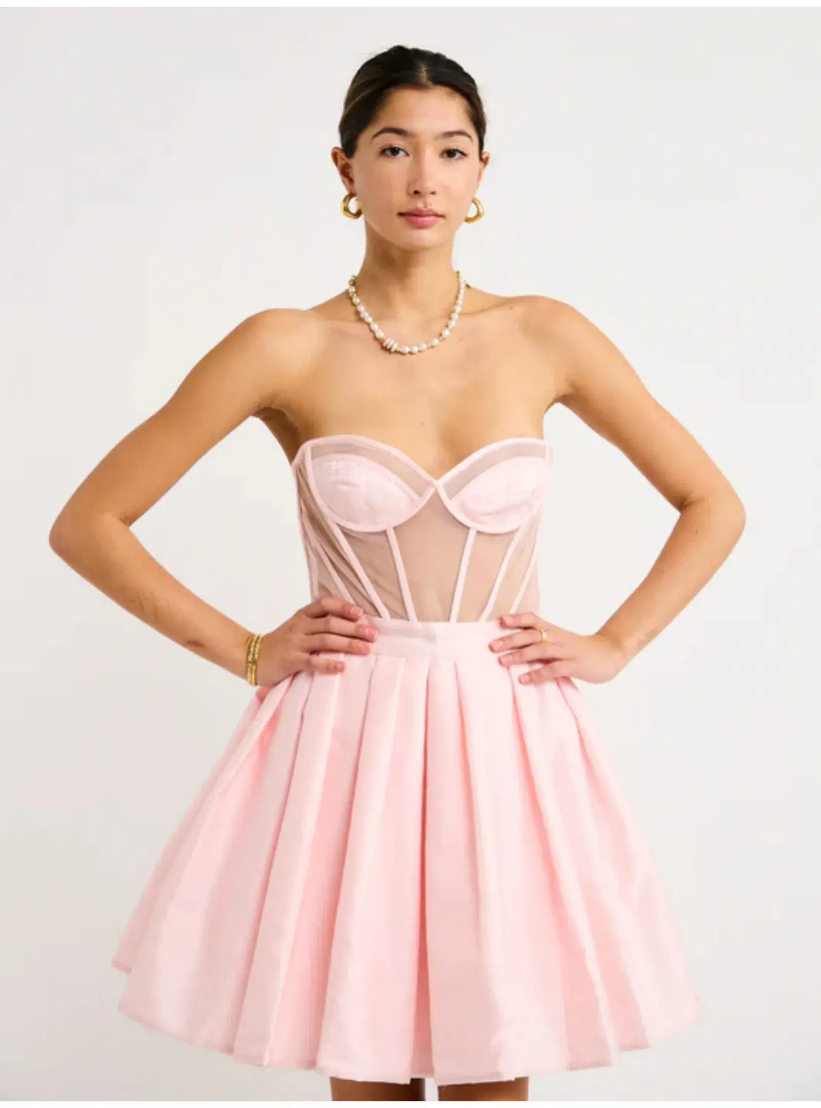 Leo Lin Eliza Structured Bustier Mini Dress Pink Size AU 8 - Image 3