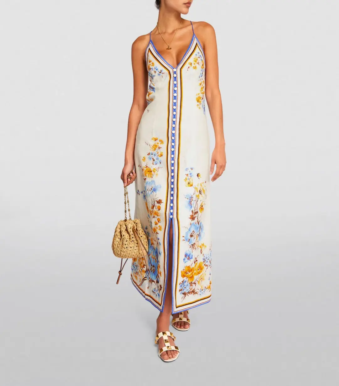 Zimmermann Halcyon Slip Midi Dress Floral Size 2 / AU 12 for rent on The Volte - main image