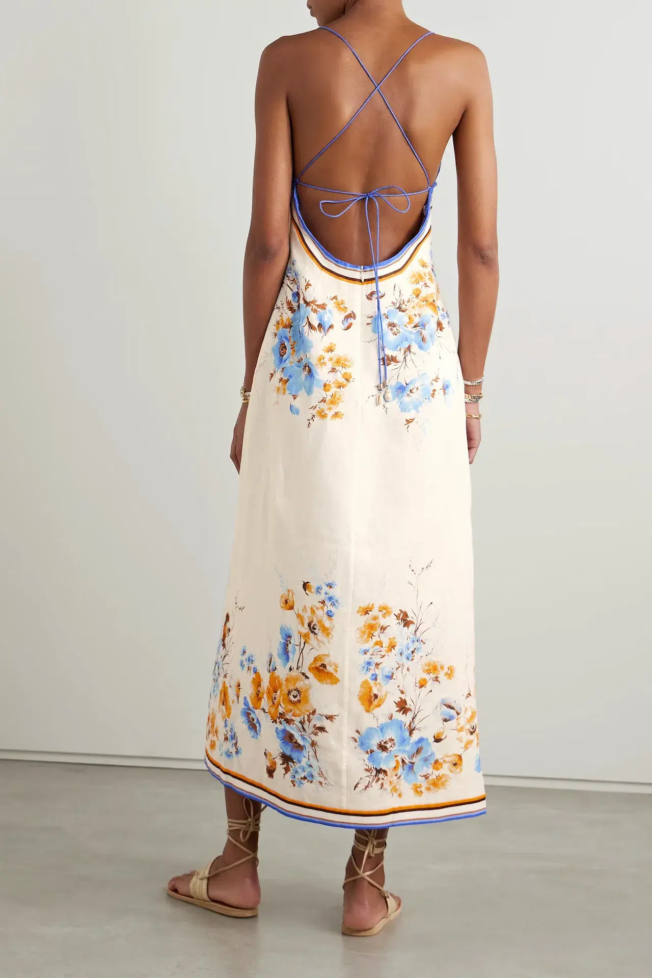 Zimmermann Halcyon Slip Linen Midi Dress Floral Size 0 / AU 8 - Image 2