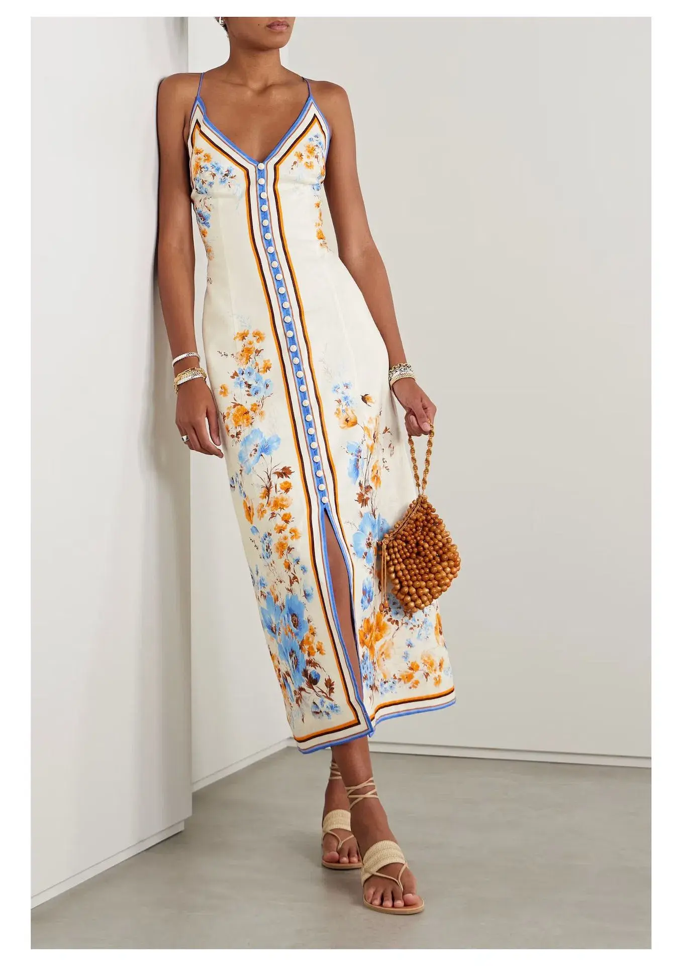 Zimmermann Halcyon Slip Linen Midi Dress Floral Size 0 / AU 8 - Image 1