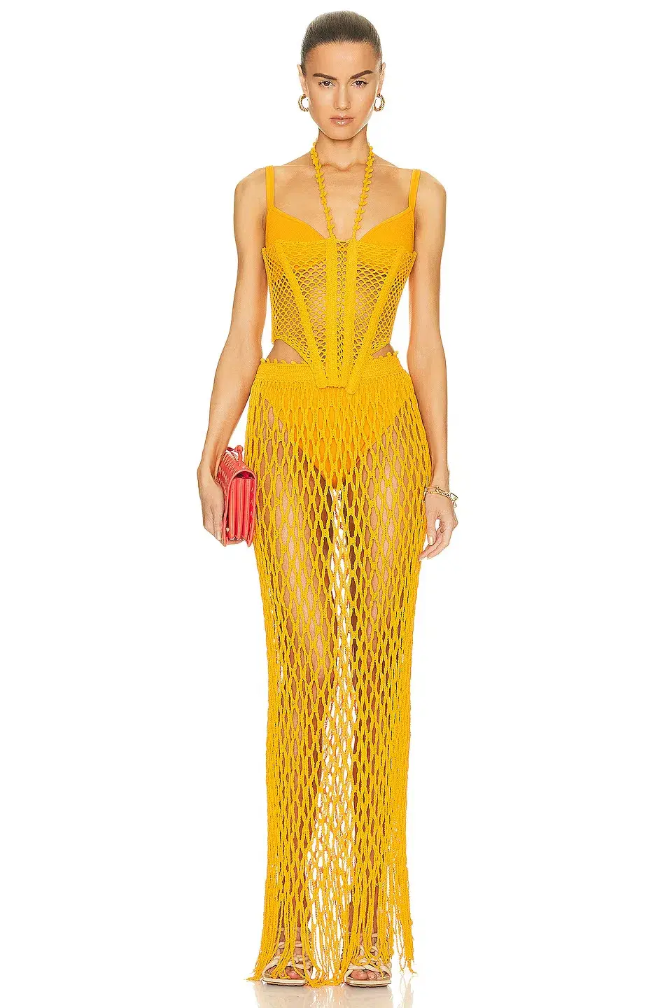 Dion Lee Coral Crochet Corset in Amber Orange Size AU 4 - Image 4