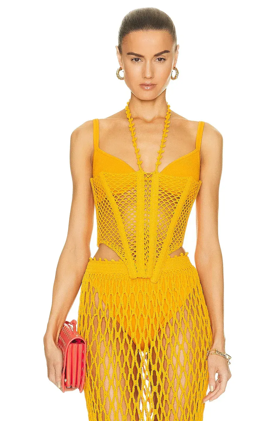 Dion Lee Coral Crochet Corset in Amber Orange Size AU 4 - Image 3