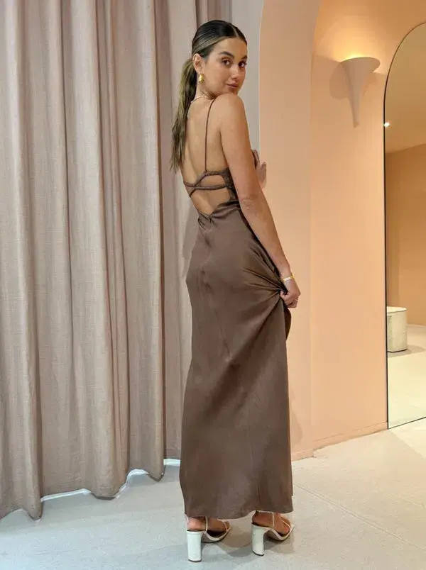 Bec & Bridge Amber Maxi Dress in Chocolate Size AU 8 - Image 2