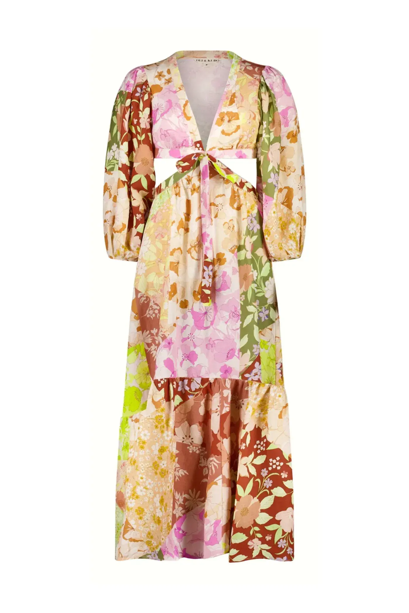 Oli & Kubo Vieja Scarf Maxi Dress Patchwork Size AU 8 - Image 3