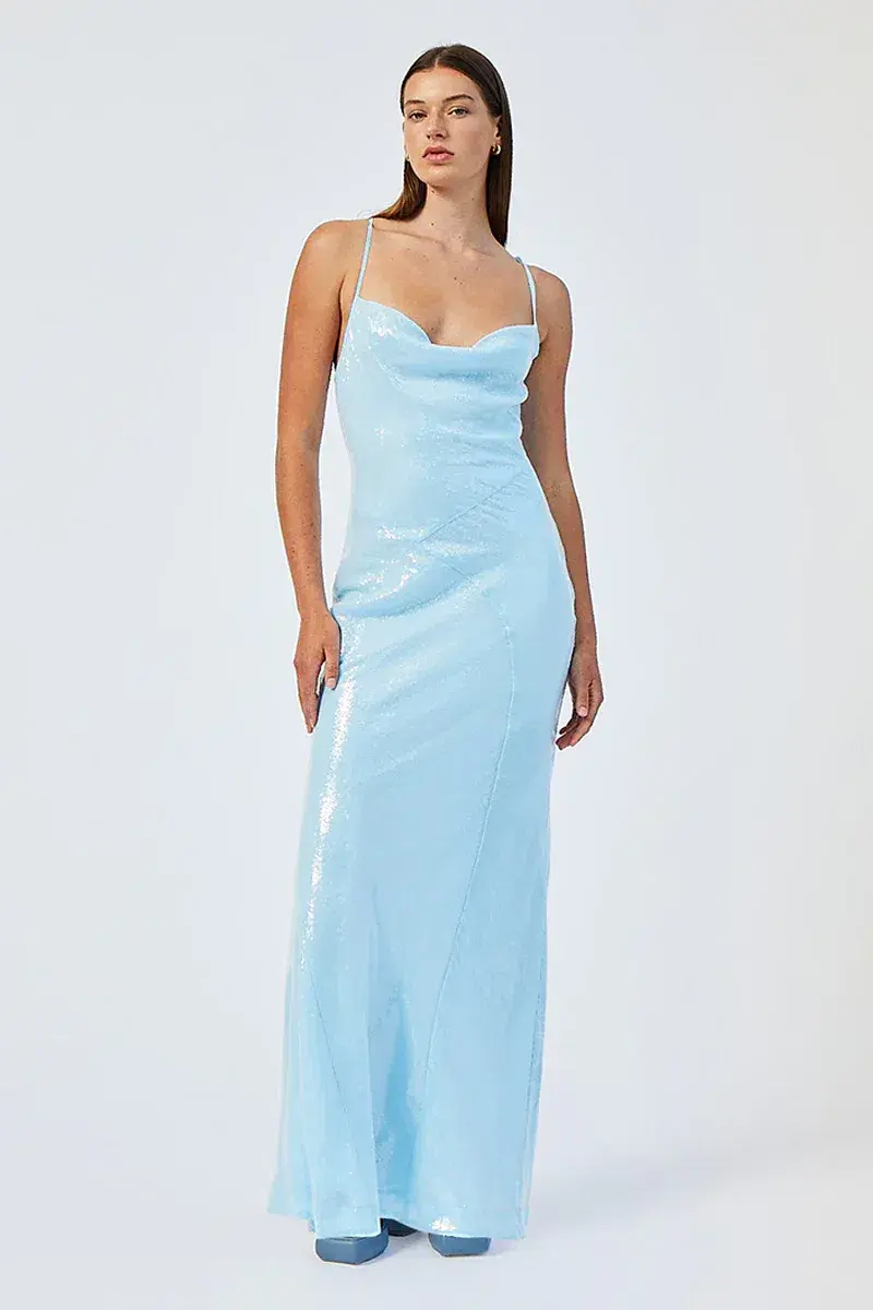 Suboo Luca Cowl Neck Maxi Light Blue Size M / AU 10 - Image 1